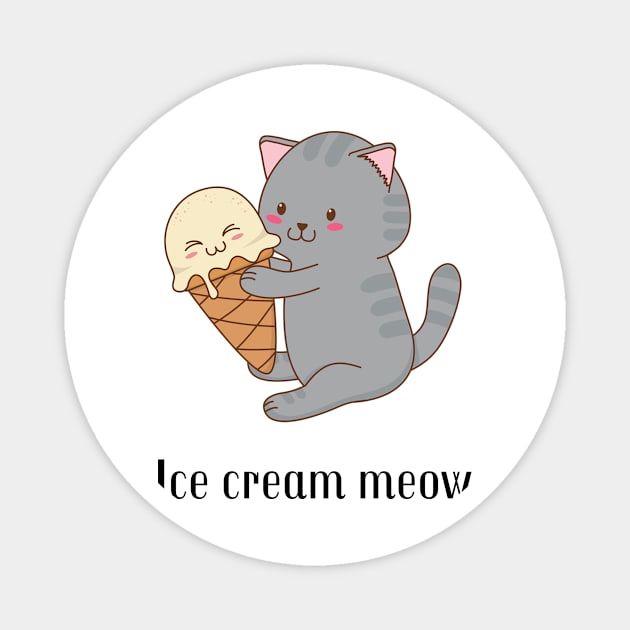 Ice Cream Meow Cute Ice cream pun Magnet by Butterfly Lane